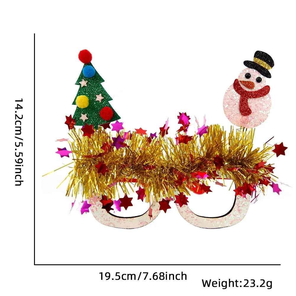 Christmas Party Glasses Novelty Glitter Frames Santa Reindeer Snowman Photo Props - Image 9