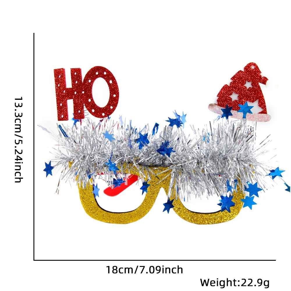 Christmas Party Glasses Novelty Glitter Frames Santa Reindeer Snowman Photo Props - Image 11