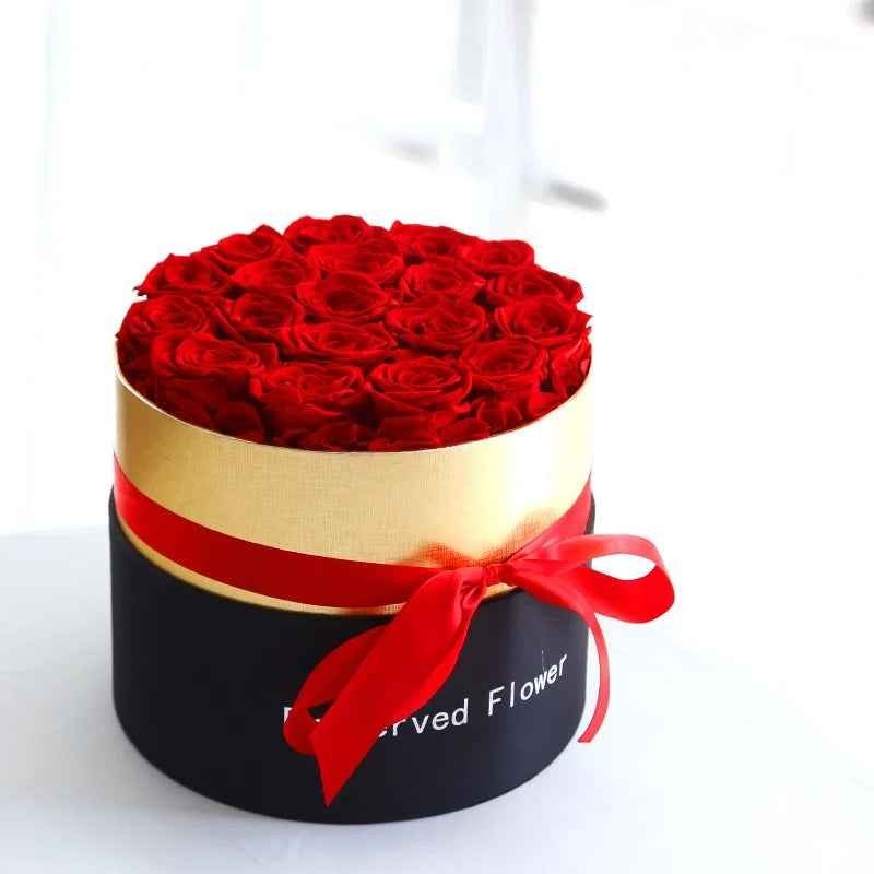 Luxury Preserved Rose Gift Box Forever Real Flowers Valentine Anniversary Hat Box - Image 4