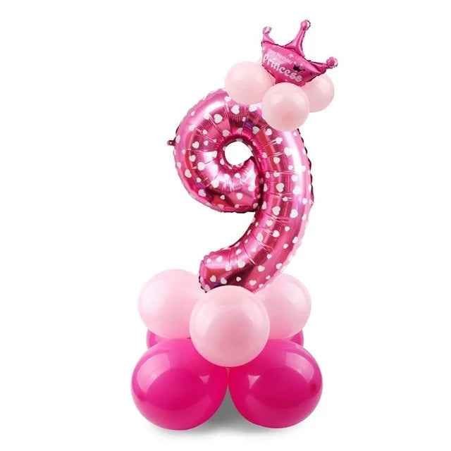 17pcs Birthday Number Balloon Set 32 Inch Foil Helium Decor Boy Girl - Image 24