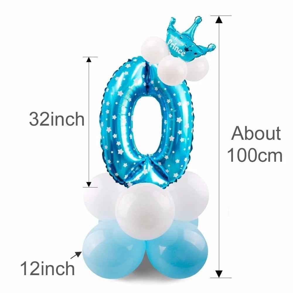 17pcs Birthday Number Balloon Set 32 Inch Foil Helium Decor Boy Girl - Image 2