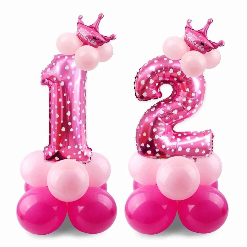 17pcs Birthday Number Balloon Set 32 Inch Foil Helium Decor Boy Girl - Image 3