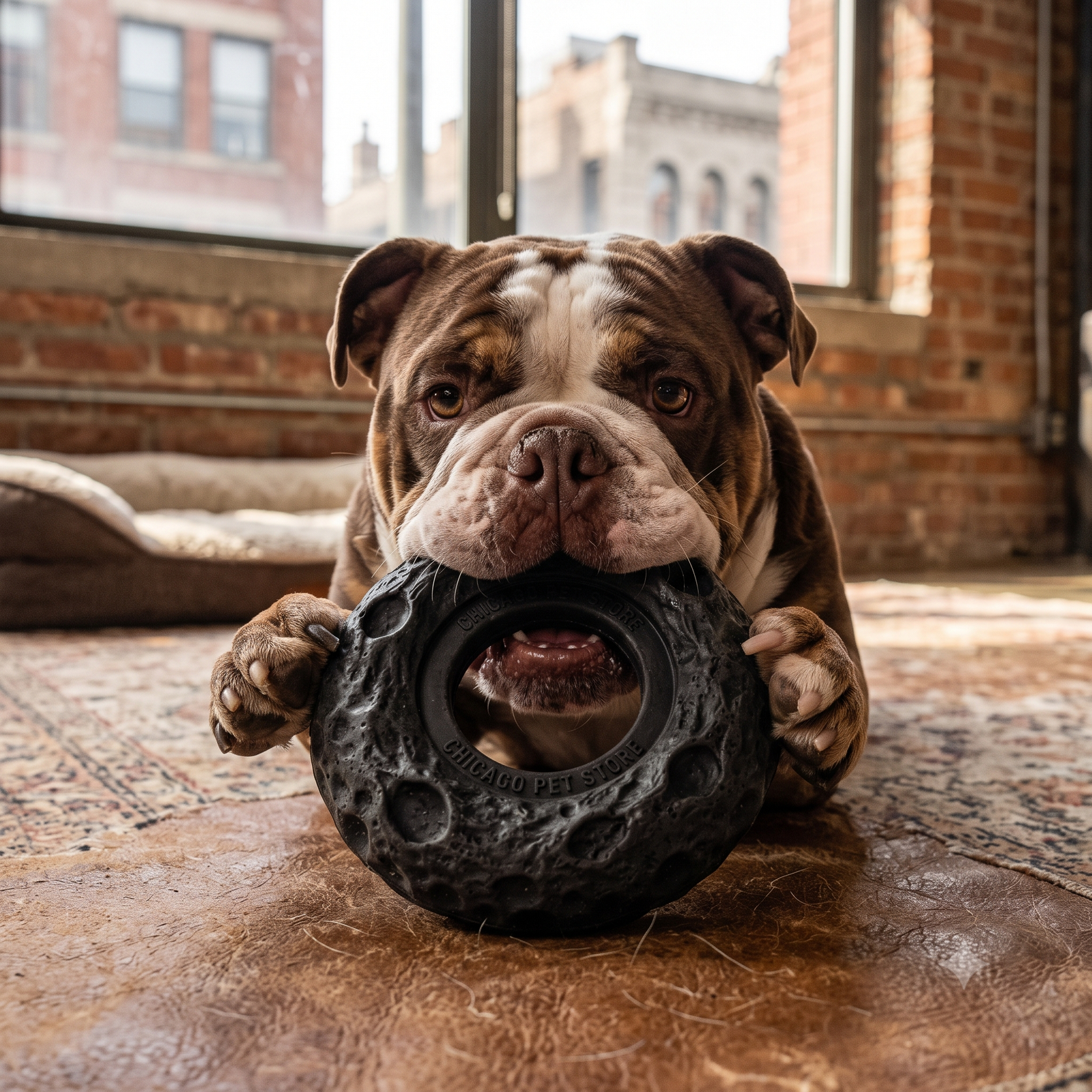 Chicago Pet Store Indestructible Lunar Crater Dog Chew Ring - Tough Rubber Toy for Aggressive Chewers - Image 4