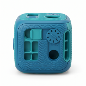 Chicago Pet Store Interactive Dog Puzzle Cube - Blue Brain Stimulating Treat Dispenser Toy