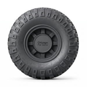 Chicago Pet Store Heavy-Duty Tire Dog Chew Toy - Tough Black Rubber Off-Road Wheel for Aggressive Chewers