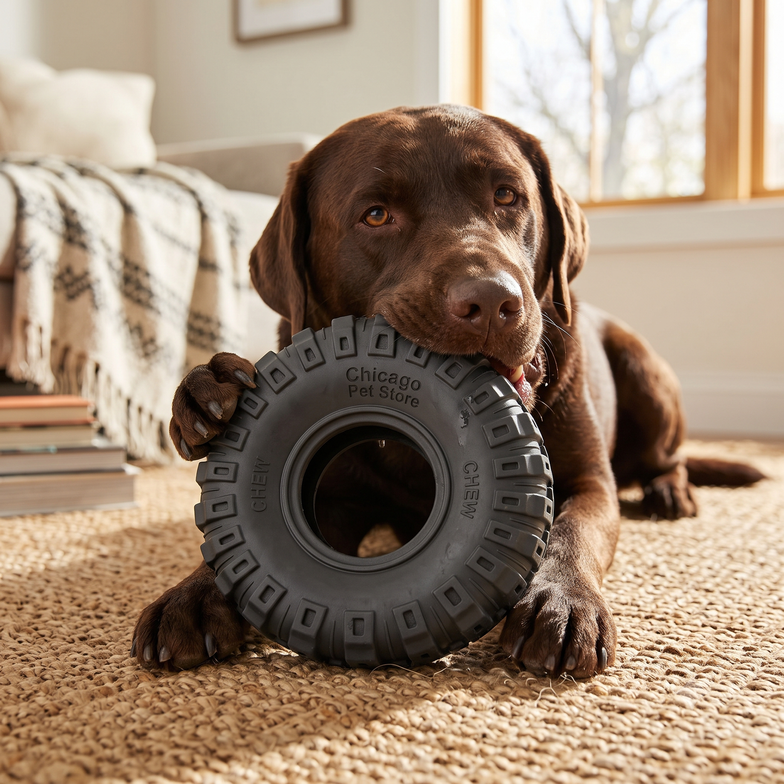 Chicago Pet Store Heavy-Duty Tire Dog Chew Toy - Tough Black Rubber Off-Road Wheel for Aggressive Chewers - Image 4