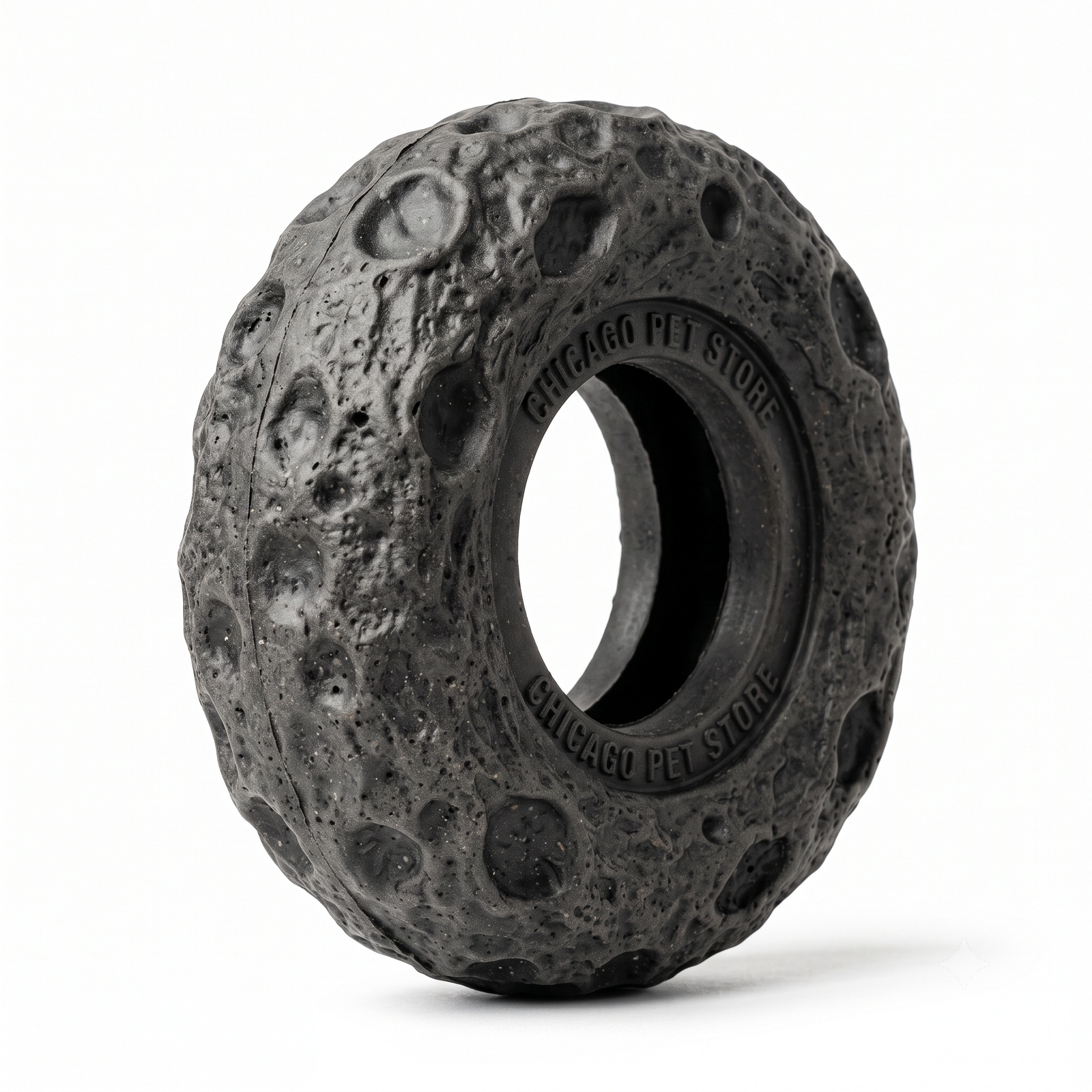 Chicago Pet Store Indestructible Lunar Crater Dog Chew Ring - Tough Rubber Toy for Aggressive Chewers - Image 2
