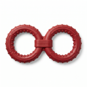 Chicago Pet Store Infinity Tug & Chew Dog Toy - Durable Red Rubber Figure-8 Ring with Dental Ridges